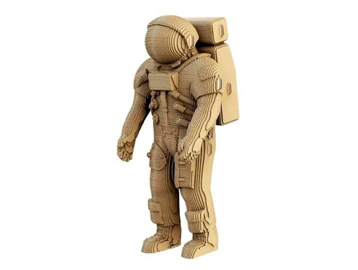 CARTONIC Astronaut kartonnen 3D-puzzel - 163 stuks, 11 × 5 × 12,7 cm, gerecyclede materialen, doe-het-zelf sculptuurset, klaar voor cadeau