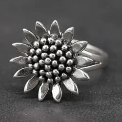Drachensilber Giftring Sonnenblume Ring mit Fach 925 Silber 64 - Silber