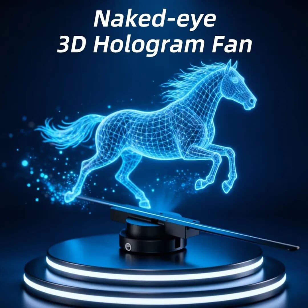 VIGAOT 3D Fan Advertising Machine Custom Upload Video Holographic Projector Fan LED Neon Sign for Bar Shop Support APP WIFI Connection