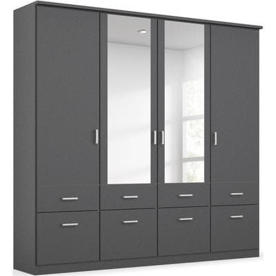 Kleiderschrank RAUCH "Kleiderschrank Schrank Garderobe deckenhoher Schrank BREMEN", grau (graumetallic), B:181cm H:199cm T:58cm, Holzwerkstoff, Schränke, Kleiderschrank, in vielen Farbvariationen, inkl. Kranzblende MADE IN GERMANY