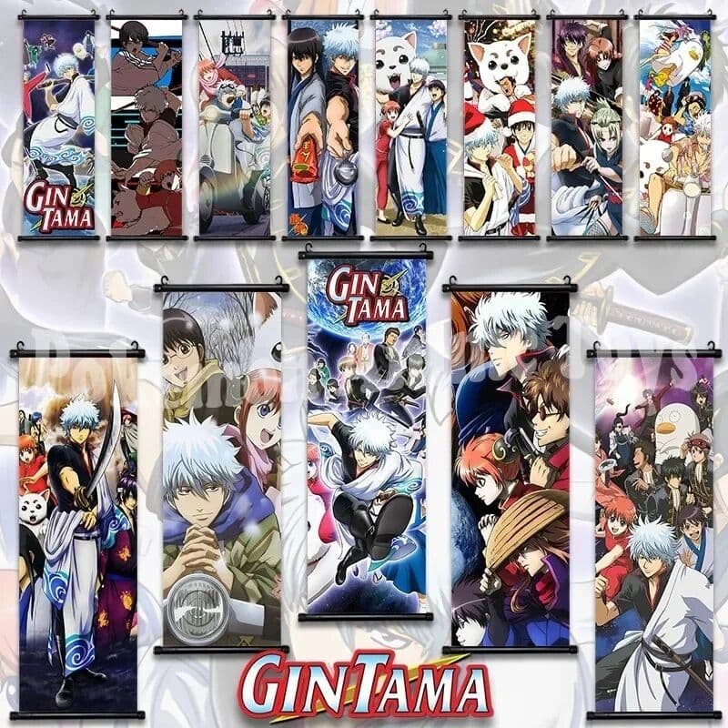 Bandai Gintama Gintoki Scroll Sadaharu Kotarou Shinsuke Leinwand Wandbehang Gemälde Home Decor Anime Poster Wandkunst Raumdekoration