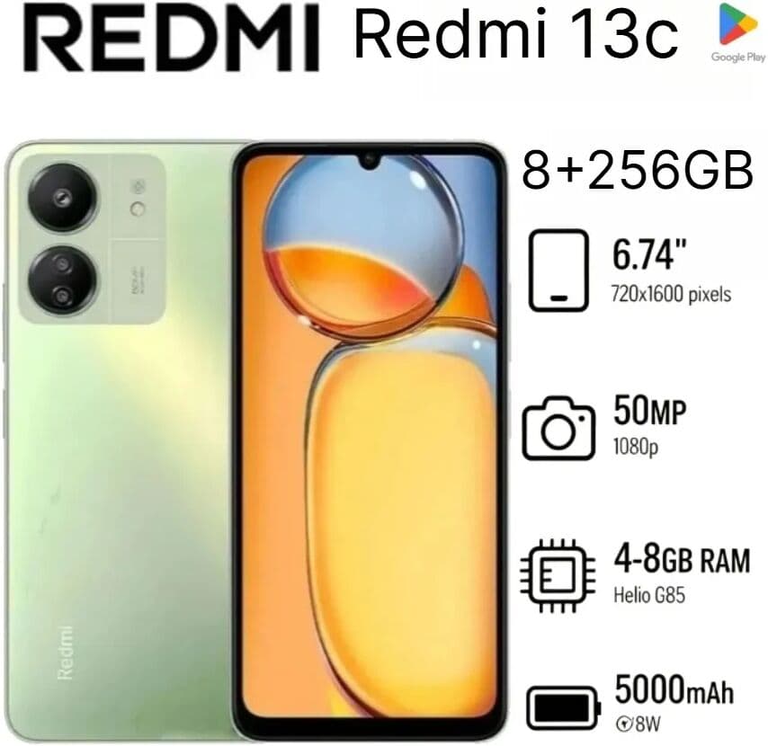 2026 All- Redmi 13C Global Edition Smartphone, 8+256GB, 6.74-inch Display, 5000mAh Battery, 90 Refresh Rate