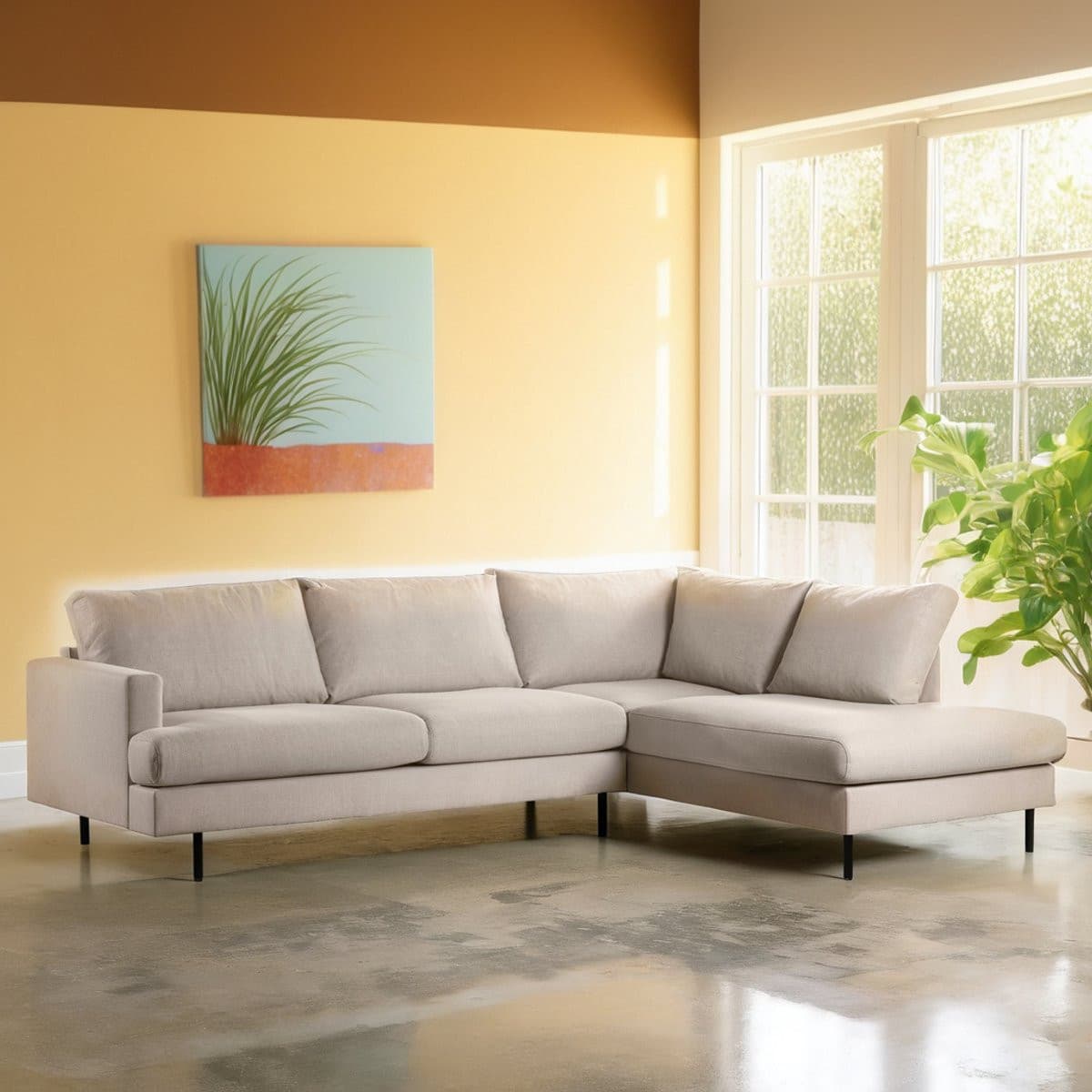 Moderne hoekbank Liva beige voor de woonkamer