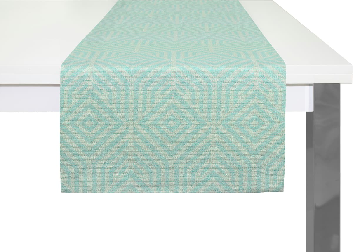 Tischläufer ADAM "Easy Diamond" Gr. 1, blau (hellblau), B:50cm L:150cm, Bio-Baumwolle, Tischdecken, Tischläufer hellblau B/L: 50cm x 150cm