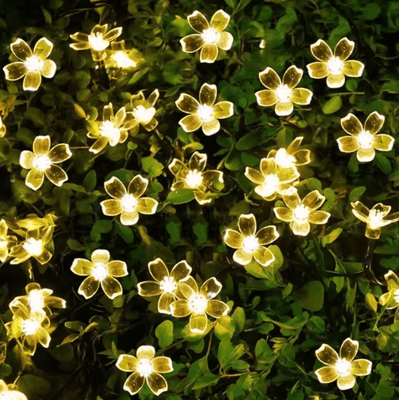 Inspire Curations Solar Cherry Blossom LED String Lights For Garden And Patio warm Light 7m50leds