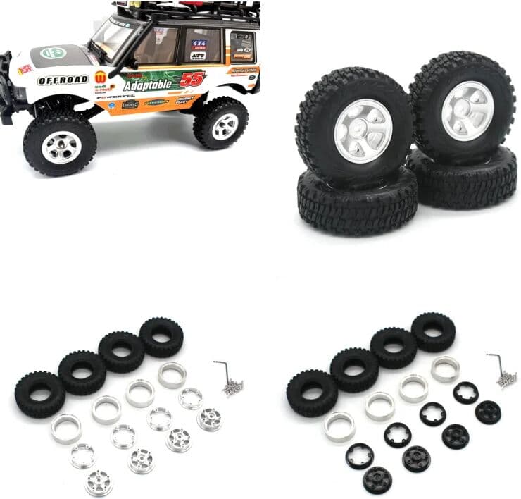 NONE Jxc Rc Car Tires Metal Wheel Rims Star Tire Clamps 1 18 Lr1801 Rubber Off Road Tires For Remote Control Crawler Enthusiasts