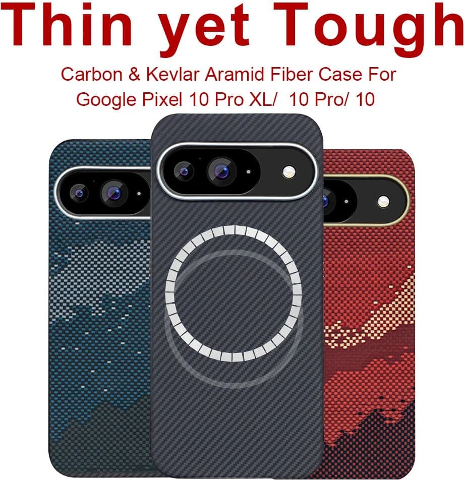 DIXSG For Google Pixel 10 11 Pro XL/Pixel 10 11 Pro/Pixel 10 11 Case Carbon 600D Kevlar Aramid Fiber Fabric Thin Hard Cover Magnetic