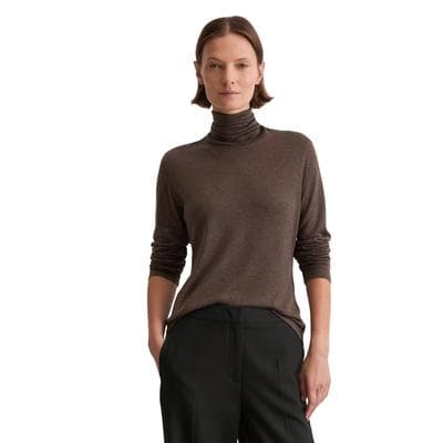 Langarmshirt MARC O'POLO "aus TENCEL™ Lyocell", Damen, Gr. S, grau (broken graphite), Obermaterial: 100% Lyocell, unifarben, Basic, regular fit, Babylock, Shirts Langarmshirt