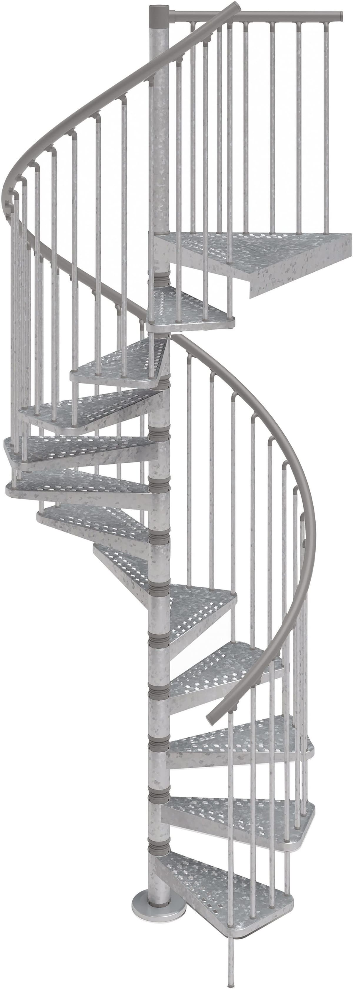 Kompassobyrintal SCALA A CHIOCCIOLA ROUND ZINK NEW Ø120cm 13 GRADINI ACCIAIO ZINCATO ACCESSORI GRIGIO CHIARO