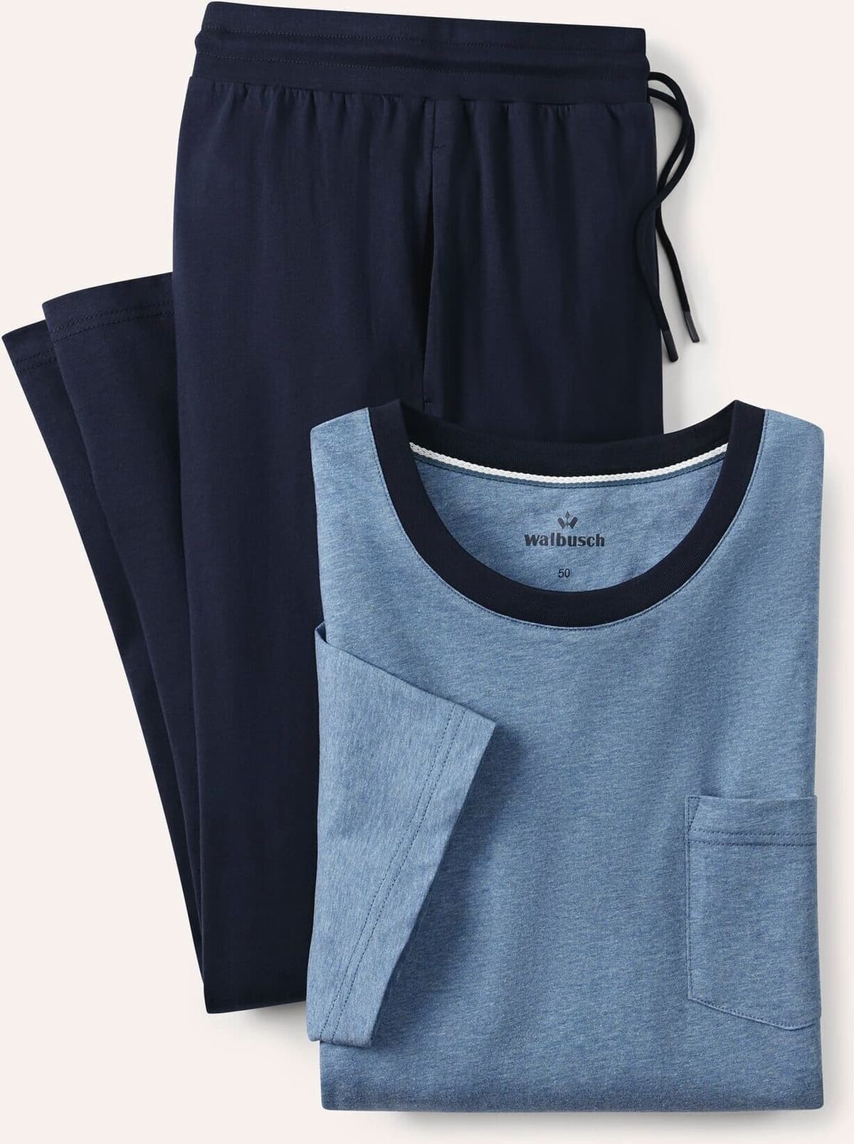 Walbusch Pyjama Everyday, #normale Größen, Farbe Blau, 56, weiche Baumwolle hautsympathisch Herren