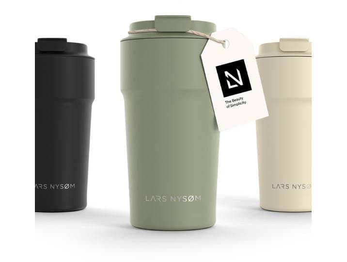 LARS NYSØM Bevægelse Thermos Coffee Mug-to-go 500ml - BPA-vrij met Isolatie - Lekvrije Roestvrijstalen Thermosbeker (Sage Green (Old))