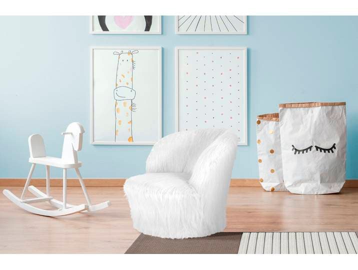 Sessel KAYOOM Kinderstuhl Nanny 225, bequemer Kindersessel , weiss (weiß), B:47cm H:45cm T:47cm, Kunstfell, Kieferholz, Sessel, Sessel, bequem, weiche Polsterung, flauschiger Bezug aus Kunstfell