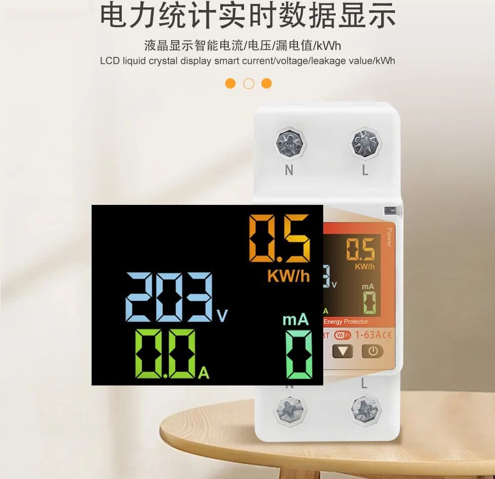 DIY GO WIFI Switch 63A Smartlife TUYA Circuit Breaker Energy Meter Metering Timer With Voltage Current And Leakage Protection