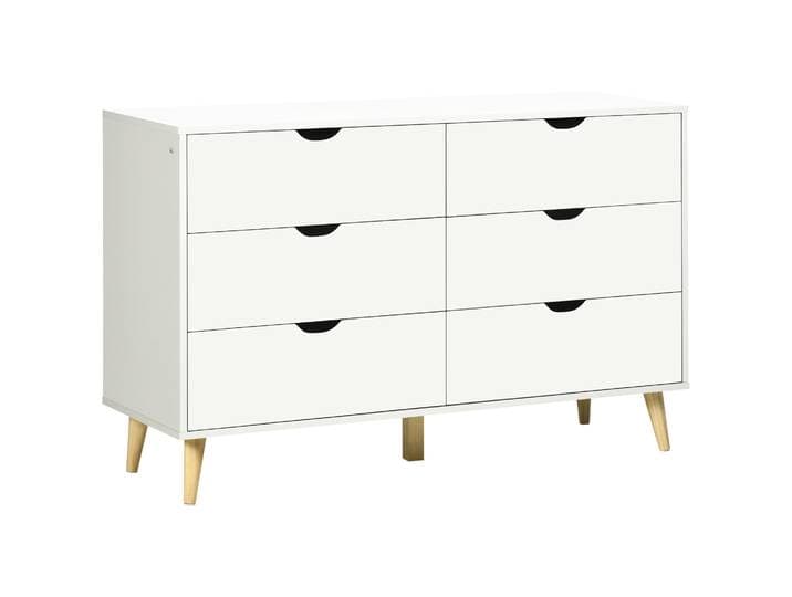 Commode Homcom avec 6 tiroirs, organisateur de tiroirs pour armoire, meuble avec tiroirs pour cuisine, chambre, salon, bureau, style moderne, anti-basculement, 120x40x76 cm