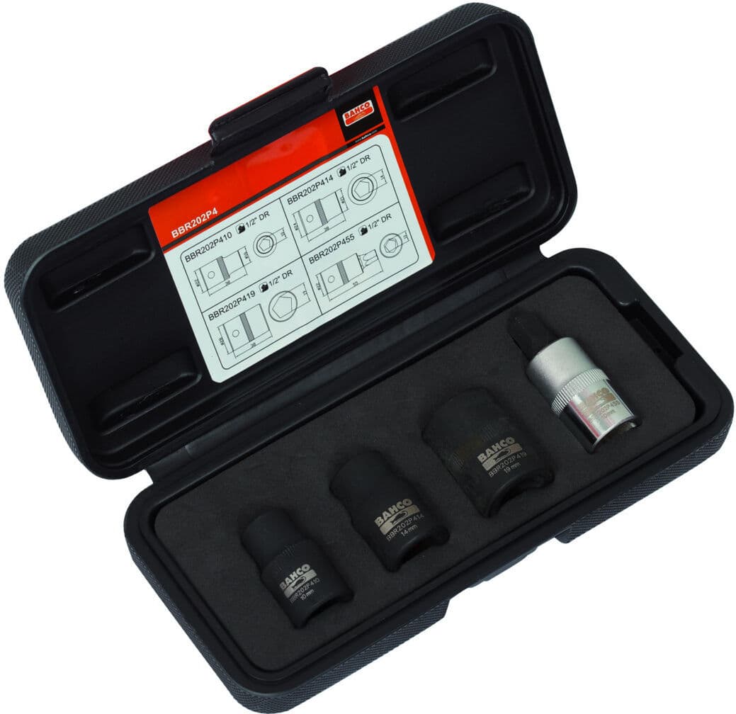 Conjunto de chave de caixa 1/2' e bits para travão de mão Bahco BBR202P455