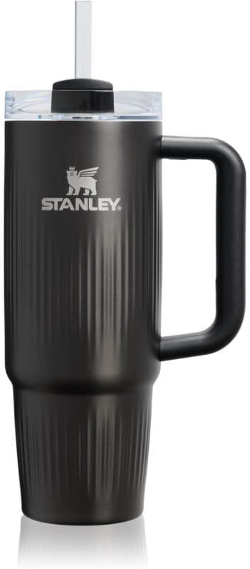 Stanley Quencher H2.O FlowState™ Fluted Tumbler ποτήρι από ανοξείδωτο ατσάλι με καλαμάκι μεσαίο Black PVD 1 τμχ