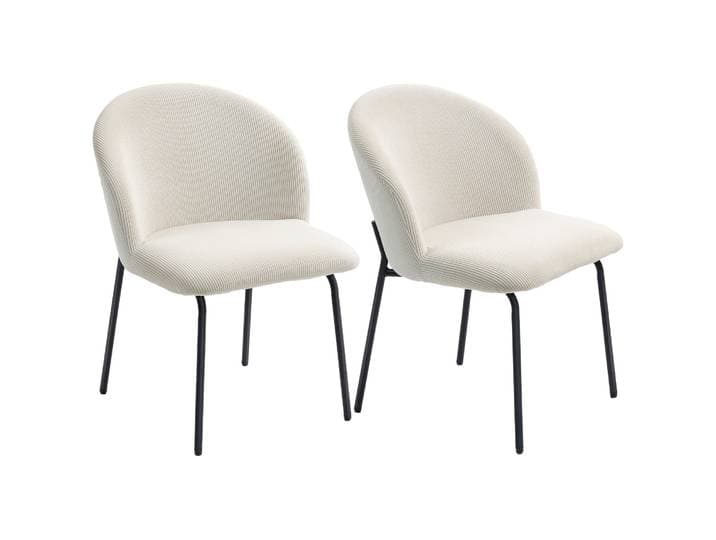 HOMCOM Lot de 2 chaises de salle à manger en velours côtelé, chaises de cuisine sans accoudoirs avec assise large rembourré, dos
