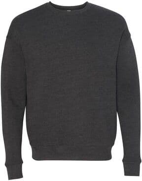 Bella + Canvas 3945 Sponge Fleece Drop Shoulder Crewneck Sweatshirt in Dark Grey Heather size XL   Cotton/Polyester Blend BC3945, B3945, 3945RD