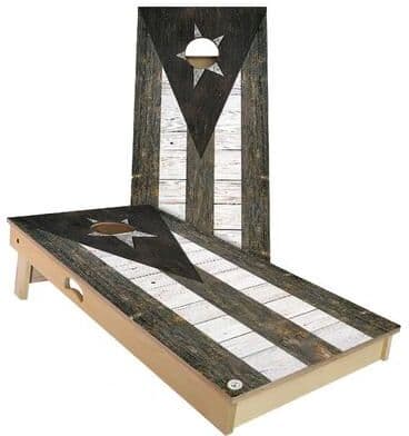 Skip's Garage Puerto Rico Flag Rustic Outdoor Cornhole Board Set