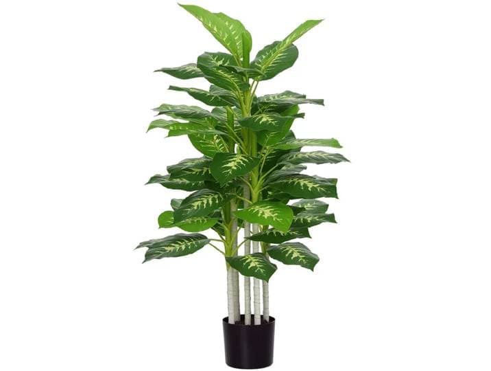 Plante Artificielle Calathea Hauteur 120 cm Pot Ciment 53 Feuilles - Intérieur