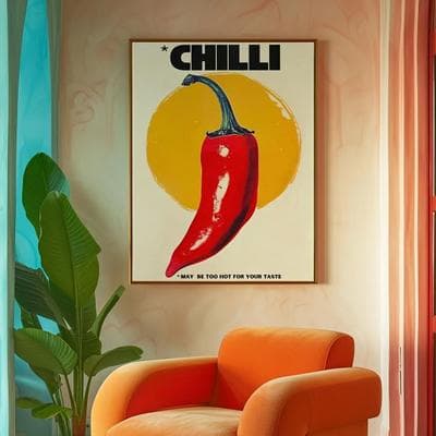 Useful Little Things Italian Bistro Canvas Art Poster Vintage Wine Glass & Chili Pepper Wall Print For Kitchen & Dining Decor a 19.7 In X 27.6 In w o Frame