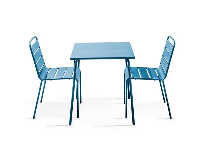 Oviala - Table de jardin bistrot carrée en métal 70x70 cm et 2 chaises