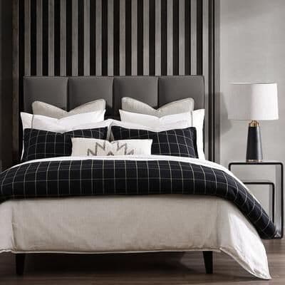 HiEnd Accents Windowpane Plaid Modern Rustic Bedding 3 Piece Duvet Cover Set