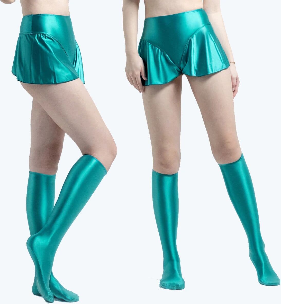 MJINM Glossy Spandex Elastic Leggings Japanese Style Comic 2D Calf Socks Shiny Cosplay Socks for Tight Fit Legwear