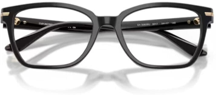 Emporio Armani Ea3282bu 5017 – Occhiali Da Vista Donna Nero Lucido Con Dettagli Oro