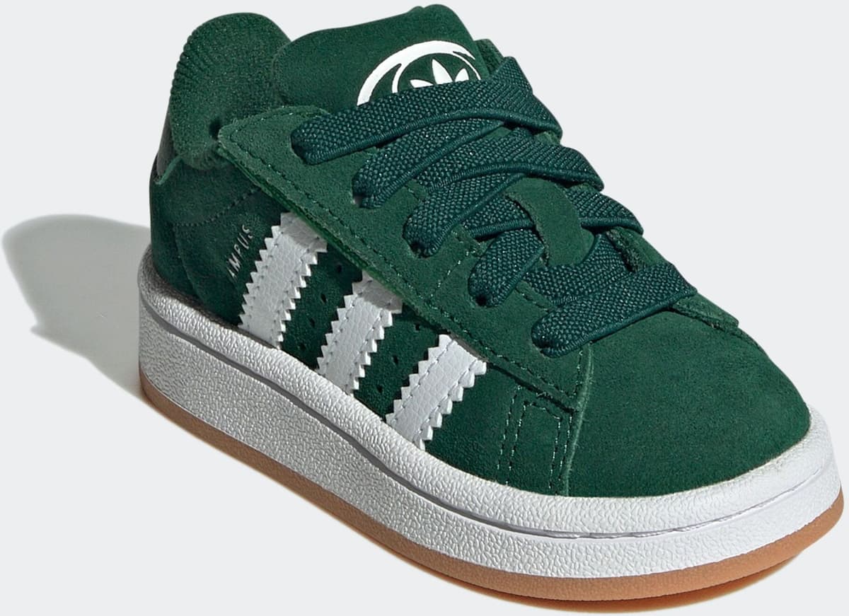 Sneaker ADIDAS ORIGINALS "CAMPUS 00S COMFORT CLOSURE ELASTIC LACE KIDS", Kinder, Gr. 24, grün (dunkelgrün, ftwr weiß, gum 2), Leder, Synthetik, Schuhe Sneaker, für Babys und Kleinkinder aus Leder und Wildleder, mit Gummisohle dunkelgrün, ftwr weiß, gum 2 