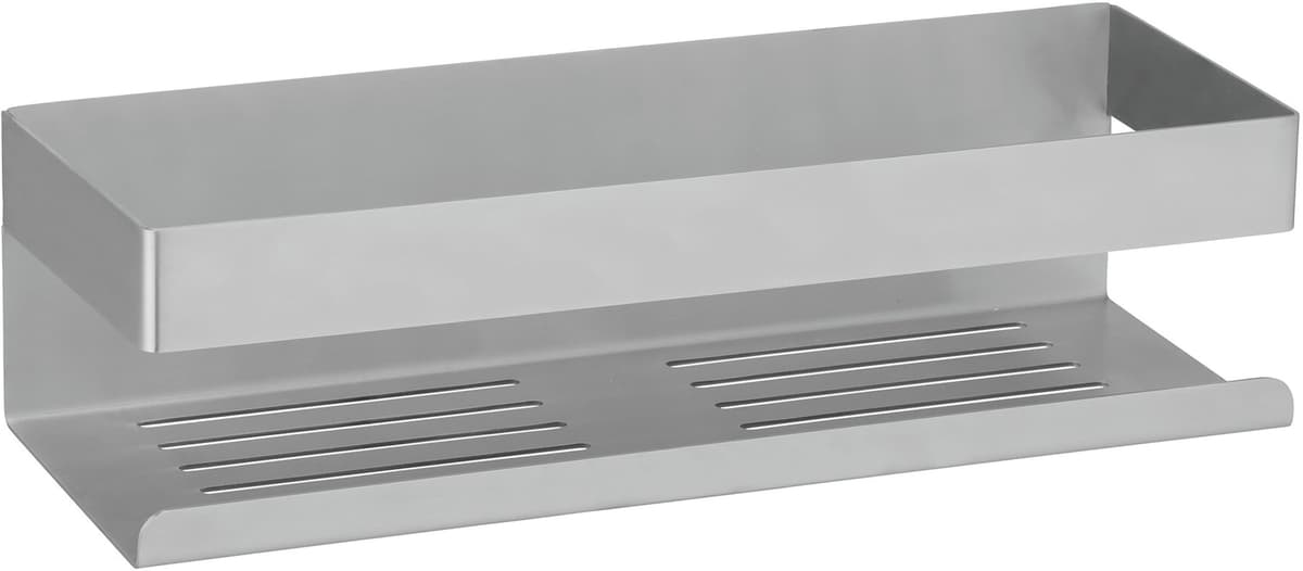 Tecnomat PORTAOGGETTI RETTANGOLARE NERVI RIPIANO 1 IN ACCIAIO INOX FISSAGGIO ADESIVO 30x8x10,5 cm LxHxP