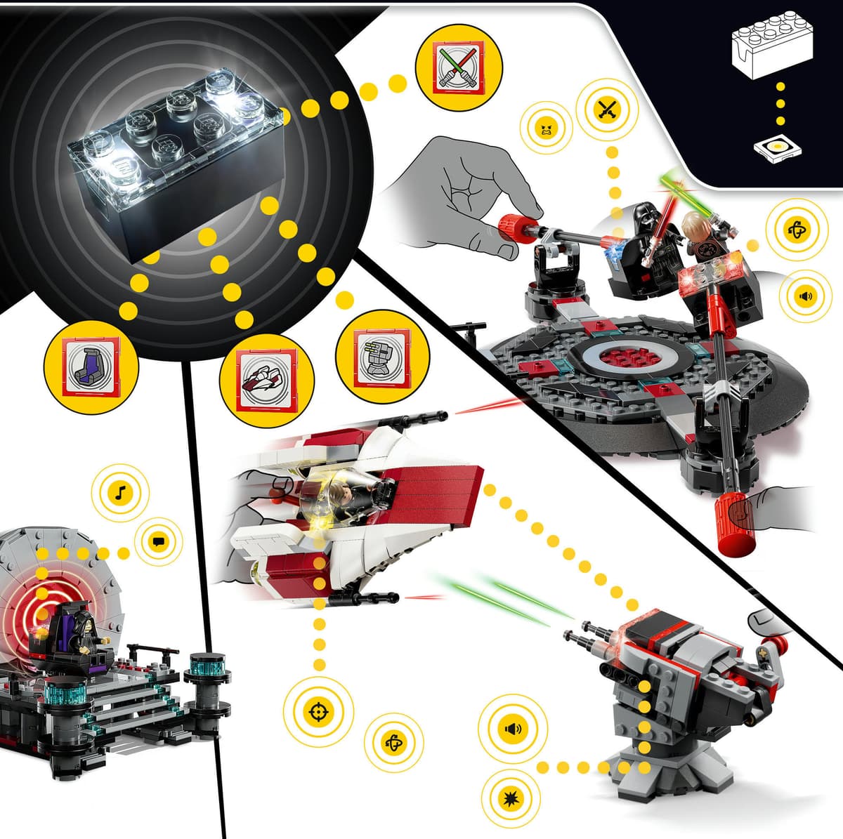Konstruktionsspielsteine LEGO "SMART Play™ A-Wing und das Duell im Thronsaal (75427)", bunt, Spielbausteine, Kinder, Kunststoff, Konstruktionsspielsteine, LEGO Star Wars™; inklusive SMART Brick; mit Licht- und Soundeffekten, Topseller