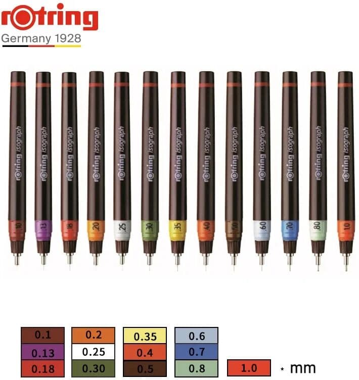 NONE 1pc Rotring Fillable Ink Needle Pen, 0.1-1.0mm Hook Line Pen, Ideal for Engineering Drawing, Painting, Drafting & Artwork