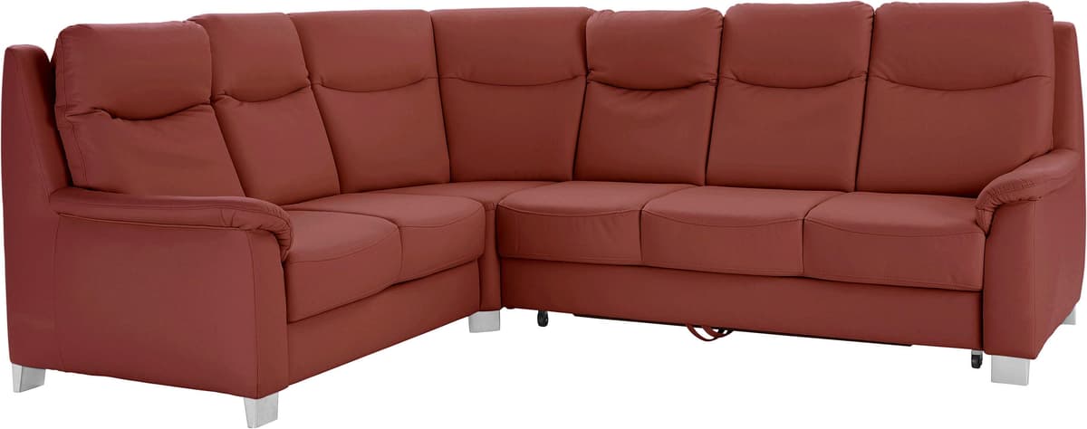 Ecksofa SIT & MORE "Boccaccio L-Form", orange (terra), B:265cm H:104cm T:215cm, Kunstleder SOFTLUX;Luxus-Microfaser (90% Polyester, 10% Polyamid);Flachgewebe (100% Polyester), Sofas, Ecksofa, mit Federkern und Kopfteilverstellung, wahlweise mit Schlaffunk