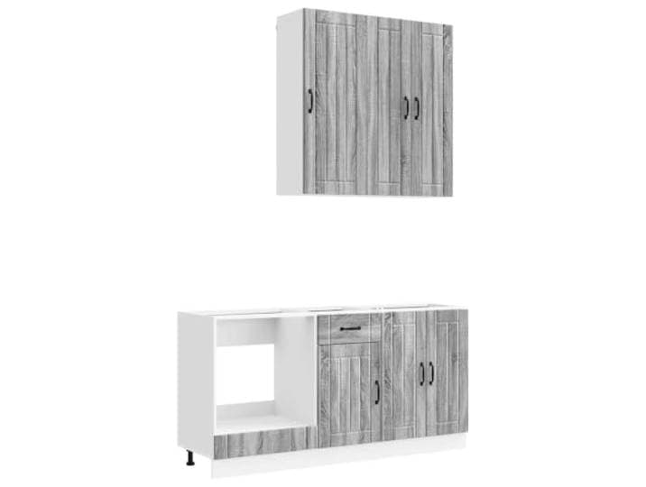 Küchenzeile 40 x 46 x 81,5 cm LUCCA 5 Stk. Holzwerkstoff Grau Sonoma Holzwerkstoff, Unterschränke mit verstellbaren Füßen, Wandmontage, 5 Stück im Set, für Küche und Vorratsraum