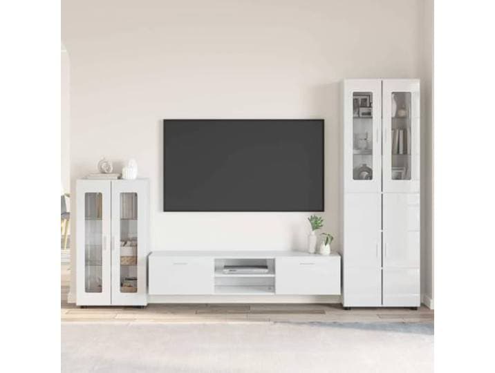 LPERTGFHU TV-Schrankset Florin 3 TLG. Holzwerkstoff Wohnwand Weiß Inklusive Sideboard & Highboard, Modularer Stauraum, Modernes Design