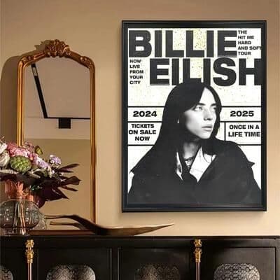 Uplift Essentials Hit Me Hard And Soft Retro Kraft Poster Vintage Billie Album Art & Sticky Paper Sticker For Room & Cafe Decor style 6 19.7 X 27.6 In