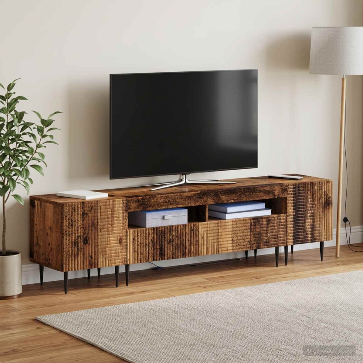 vidaXL Ensemble de 3 Meubles TV LED Bois ancien Bois d'ingénierie