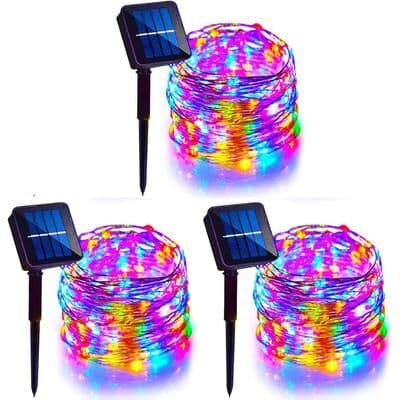 Uplift Picks Four Pack Solar Fairy String Lights For Bright Outdoor Celebrations Decor multicolor (3 Pcs) 40 M 400 Led