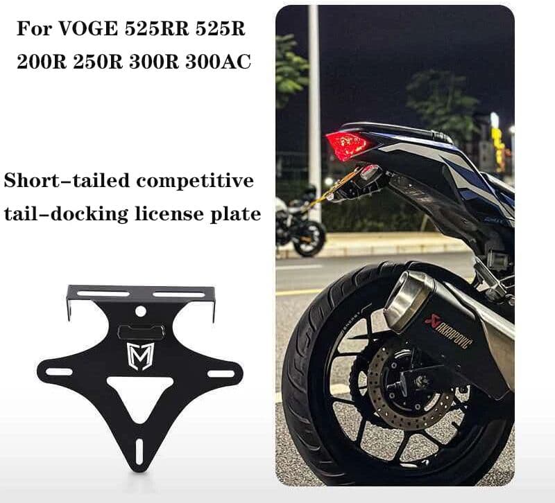 NONE For VOGE 525RR 525R 300R 300AC 250R 200R Modified Short-Tail License Plate Holder Adjustable No-Damage Installation Accessories