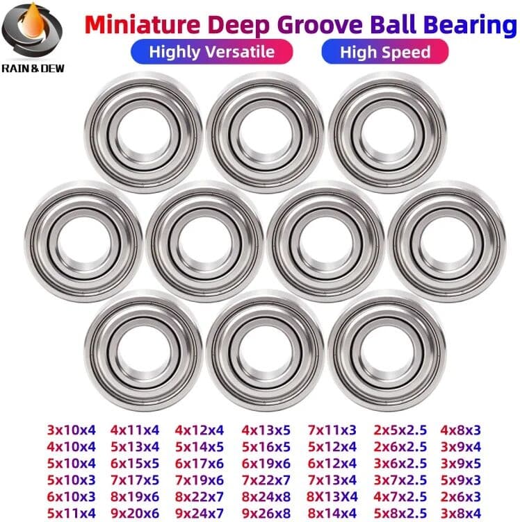 NONE 10 Stück Lager 2 mm 3 mm 4 mm 5 mm 6 mm 7 mm 8 mm 9 mm 10 mm Bohrung 3x7x3 5x16x5 5x19x6 6x13x5 7x14x5 8x16x5 10x15x4 mm Miniaturlager