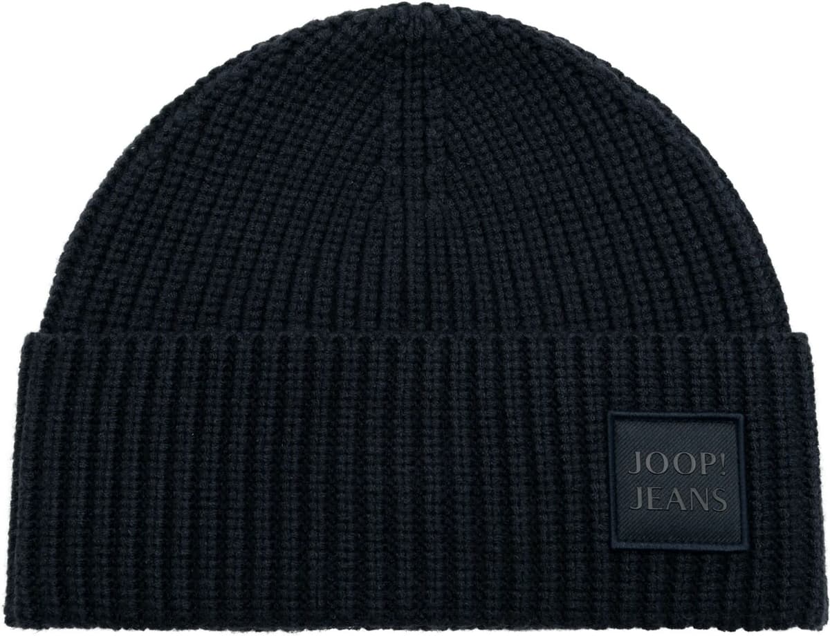 Strickmütze JOOP JEANS "Lucifo", Herren, schwarz (dunkelblau), Strick, Viskosemischung, unifarben, Mützen Strickmütze, weiches Material, breiter Umschlag dunkelblau Einheitsgröße