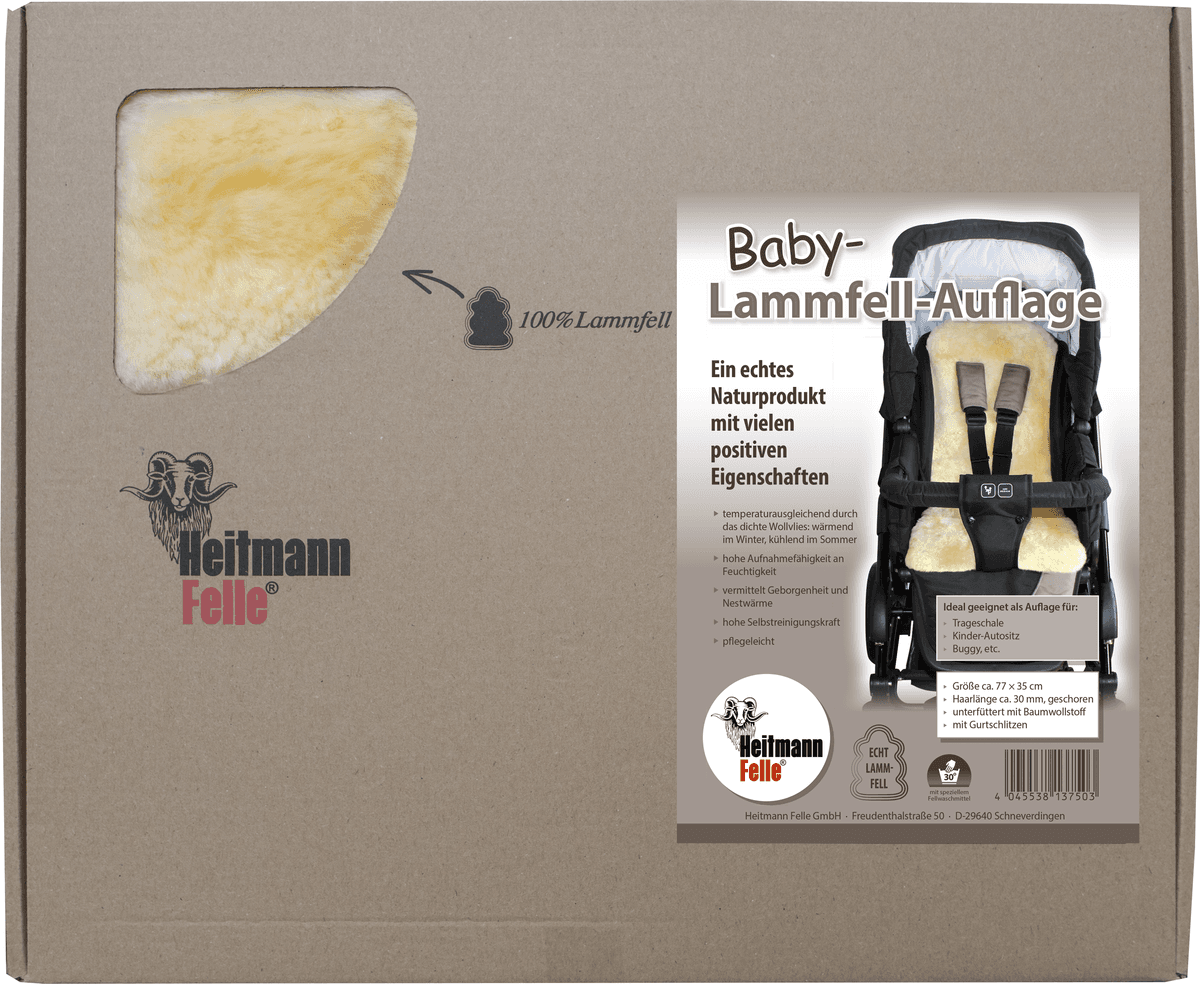 Babylammfell HEITMANN FELLE "Lammfell-Einlage", Baby, Gr. B/L: 35cm x 77cm, grau, Lammfell, unifarben, Wohndecken Babylammfell, echtes Lammfell, geschoren, mit 5 Gurtschlitzen, vielseitig einsetzbar grau B/L: 35cm x 77cm