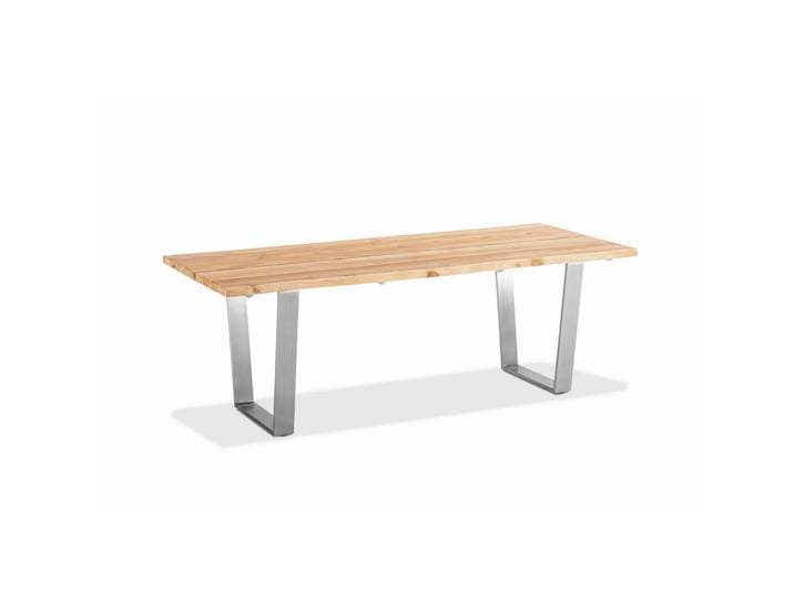 Niehoff Garden Gartentisch, Teakfarben, Holz, Teakholz, massiv, rechteckig, Kufe, 76x95x220 cm, gastro- und objekttauglich, wetterbeständig, wetterfest, Gartenmöbel, Gartentisch, Gartentische