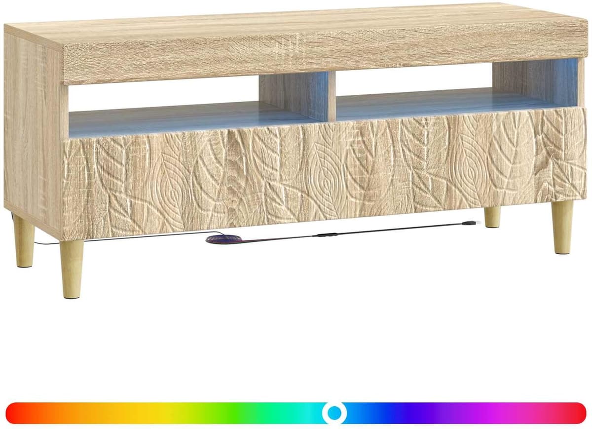 vidaXL Meuble TV LED Chêne Sonoma Bois d'ingénierie