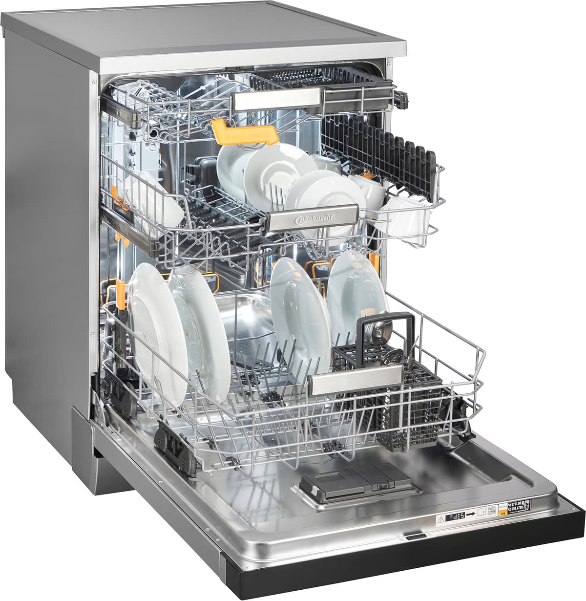 Bauknecht Standgeschirrspüler "BKSV1 FAM", Energieeffizienz: A, silber (edelstahl), B:60cm H:85cm T:59cm, Geschirrspüler, SpaceClean – die 3. Schublade für hohe Gläser und Müslischalen, Standgeschirrspüler