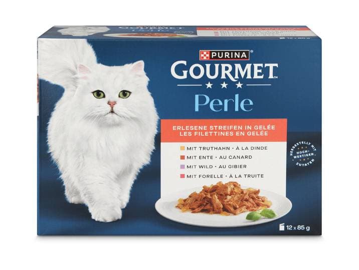 Gourmet Perle Katzenfutter Erlesene Streifen in Gelee 12x85g