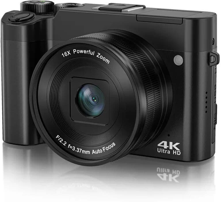 INF Caméra à double objectif 4K avec écran tactile et carte mémoire de 32 Go