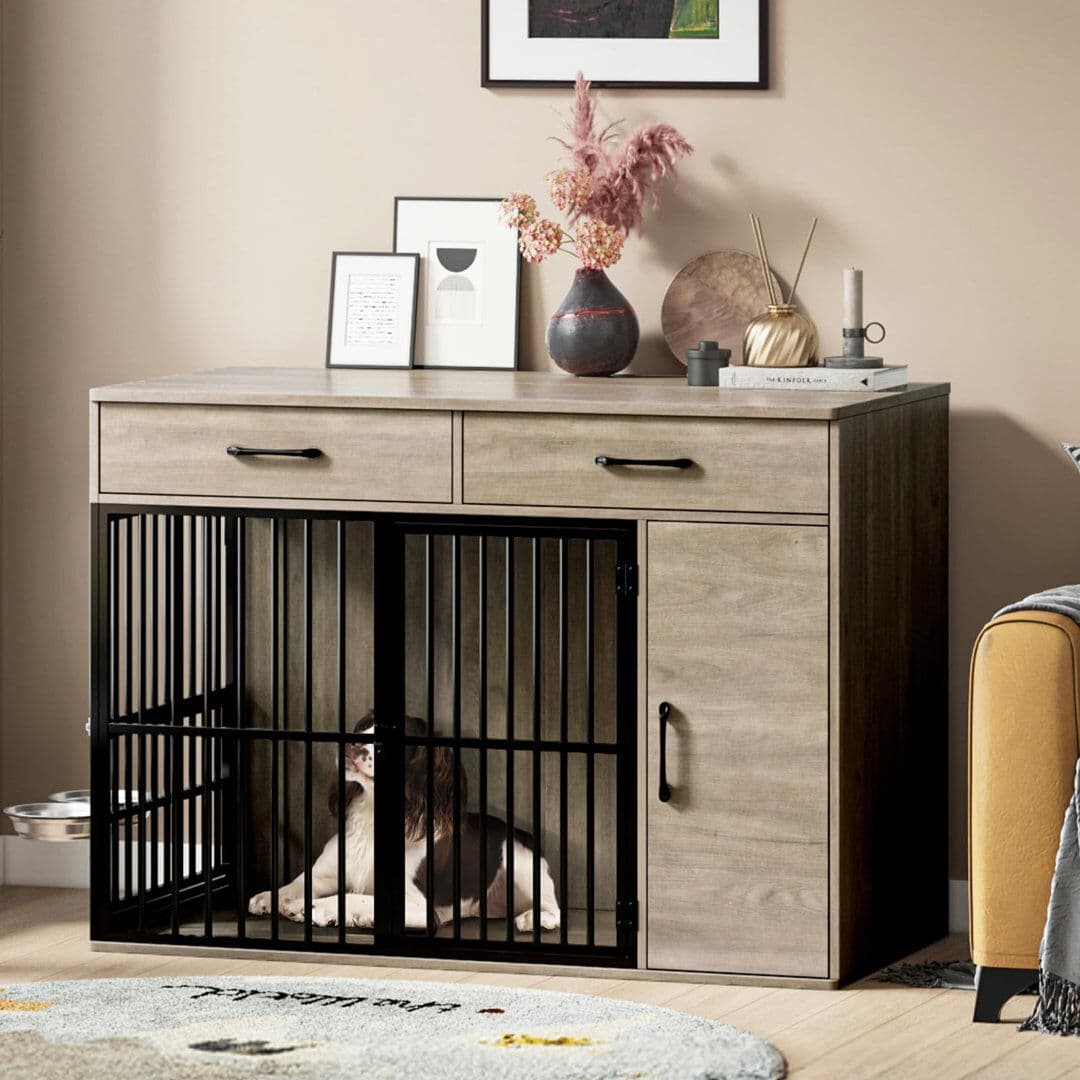 Archie & Oscar Pet with 2 Doors Grey 86 cm (H) x 63 cm (W) x 120 cm (D)