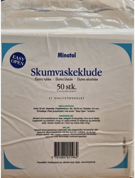 No-Name Skumvaskeklude 19x19cm, 50 Stk.